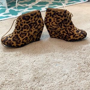Leopard wedge bootie